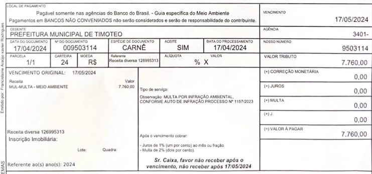 Multas ambientais aplicadas pela Prefeitura chegam por “AR” aos infratores em Timóteo