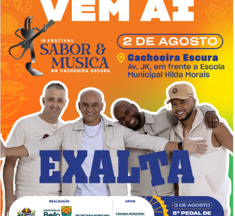 PREFEITURA DE BELO ORIENTE REALIZA:  IV FESTIVAL SABOR & MÚSICA, EM CACHOEIRA ESCURA