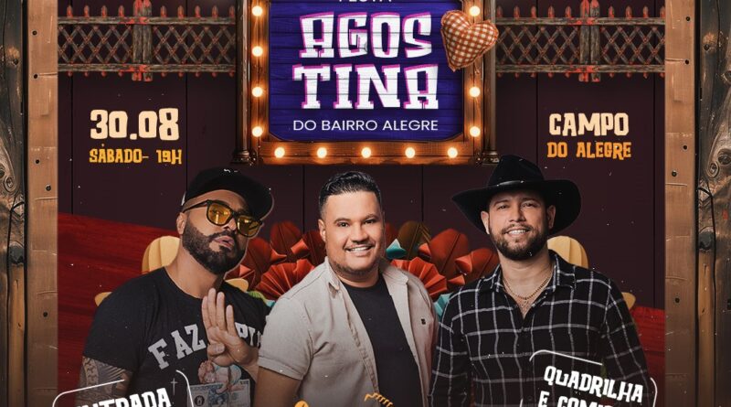 Neste sábado, Festa Agostina do bairro Alegre, em Timóteo, com Bráulio & Ricardo e Dj Brinks